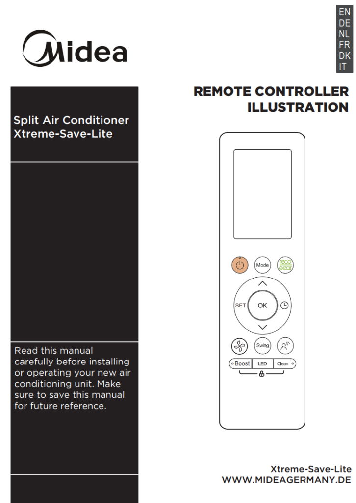 Manuale Telecomando Midea RG10A​ PDF