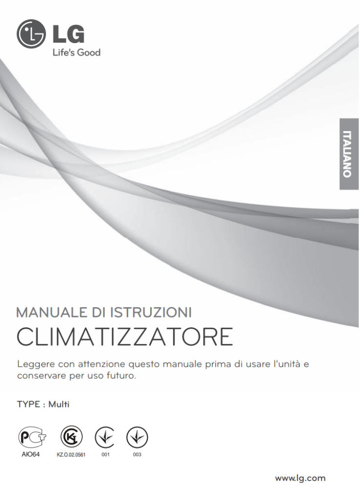 Manuale Telecomando Condizionatore LG Dual Inverter PDF