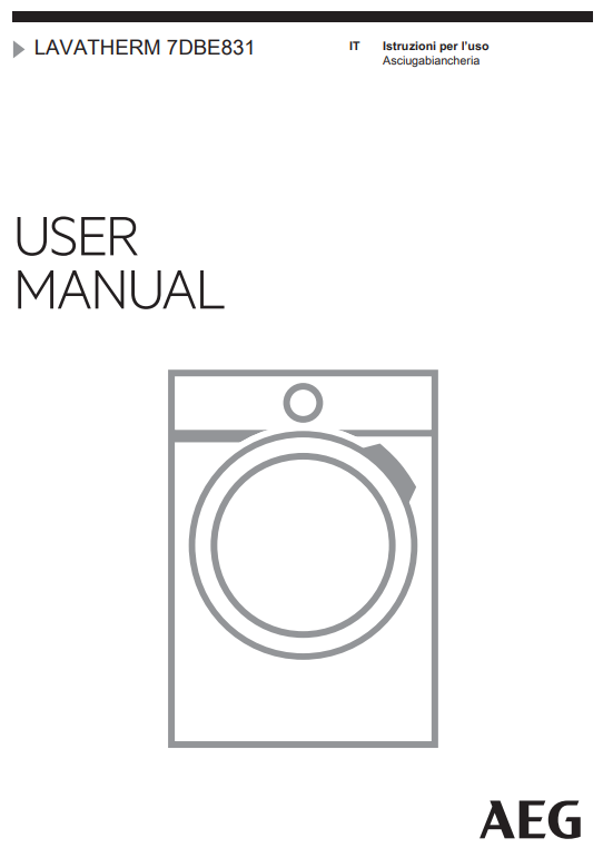 Manuale Asciugatrice AEG LAVATHERM 7DBE831 PDF