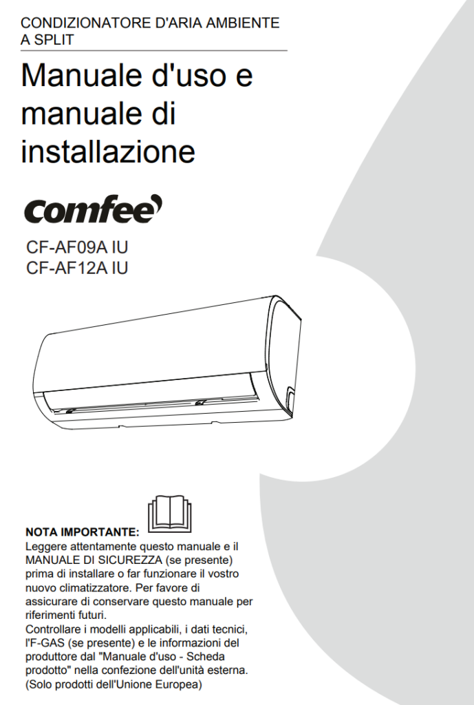 Manuale Condizionatore Comfee CF-AF09A IU - CF-AF12A IU PDF