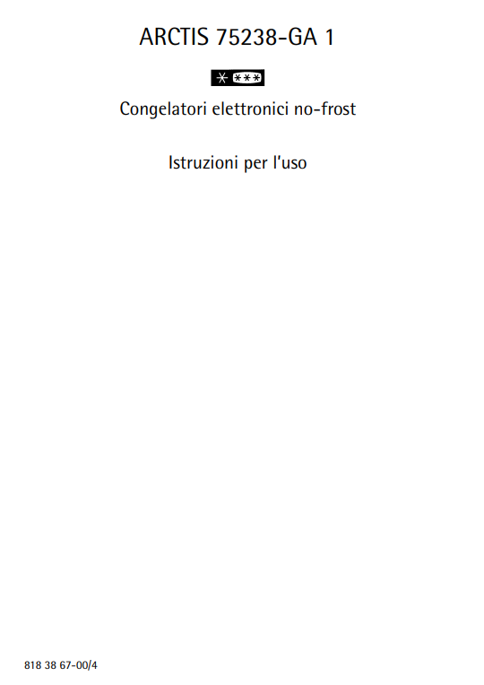 Manuale Congelatore AEG ARCTIS 75238-GA 1 PDF