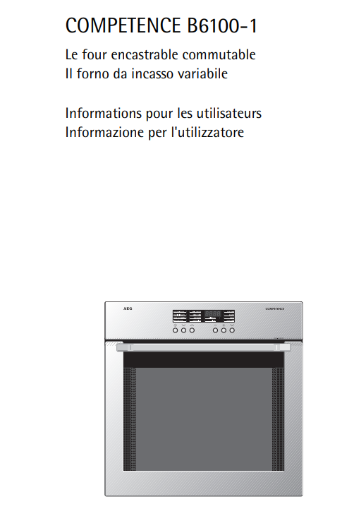 Manuale Forno AEG COMPETENCE B6100-1 PDF