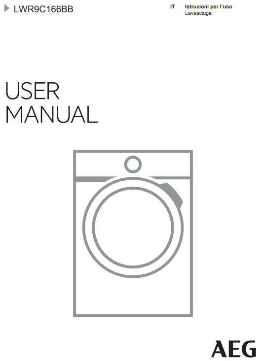 Manuale Lavasciuga AEG 9000 Series ÖKOKombi LWR9C166BB PDF