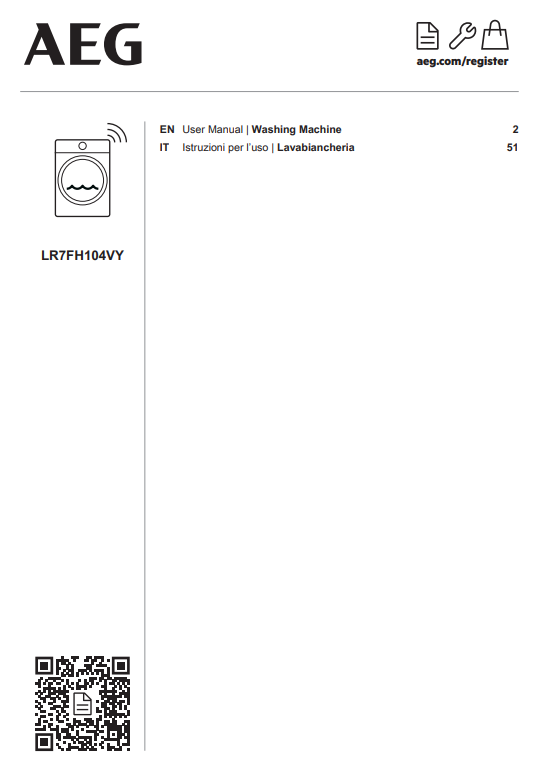 Manuale Lavatrice AEG 7000 Series LR7FH104VY PDF