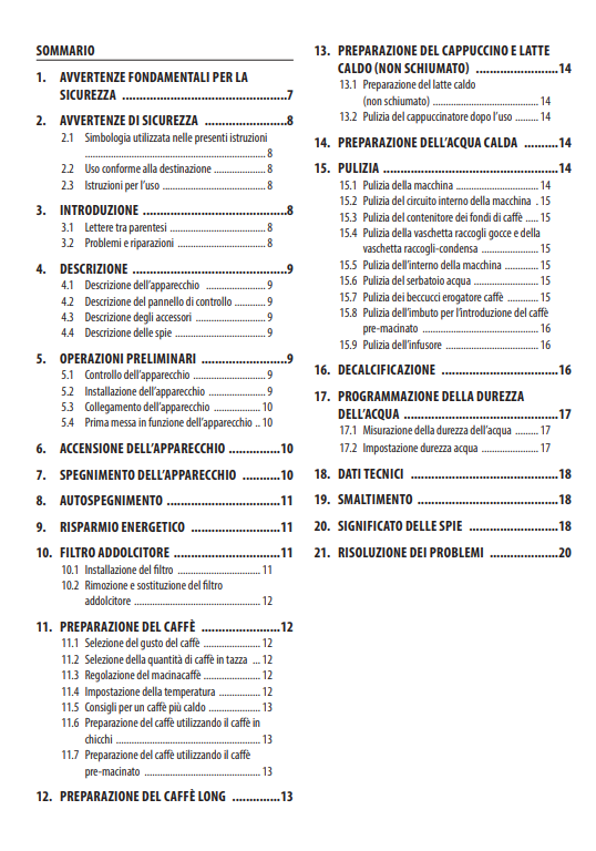 Manuale Macchina del Caffè De Longhi ECAM 23.125 PDF