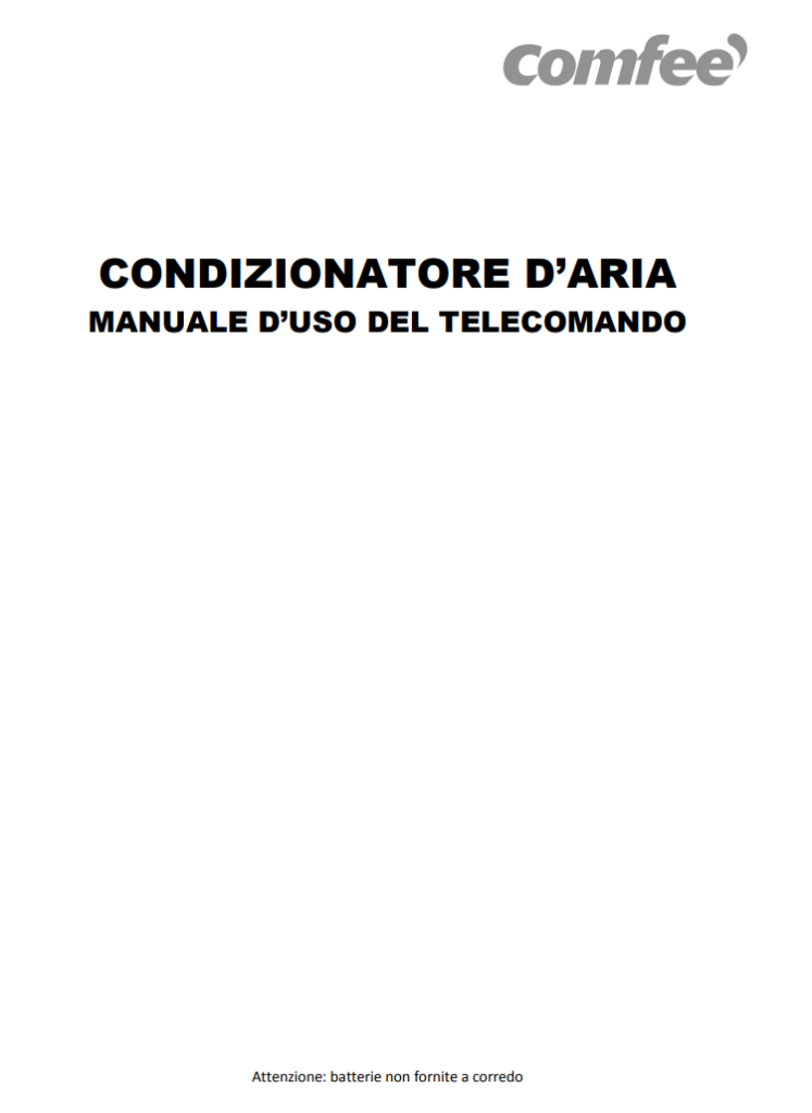 Manuale Telecomando Condizionatore Comfee Nova PDF