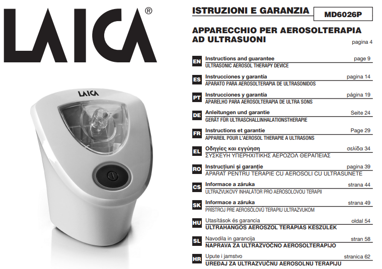 Manuale Aerosol Laica MD6026P PDF