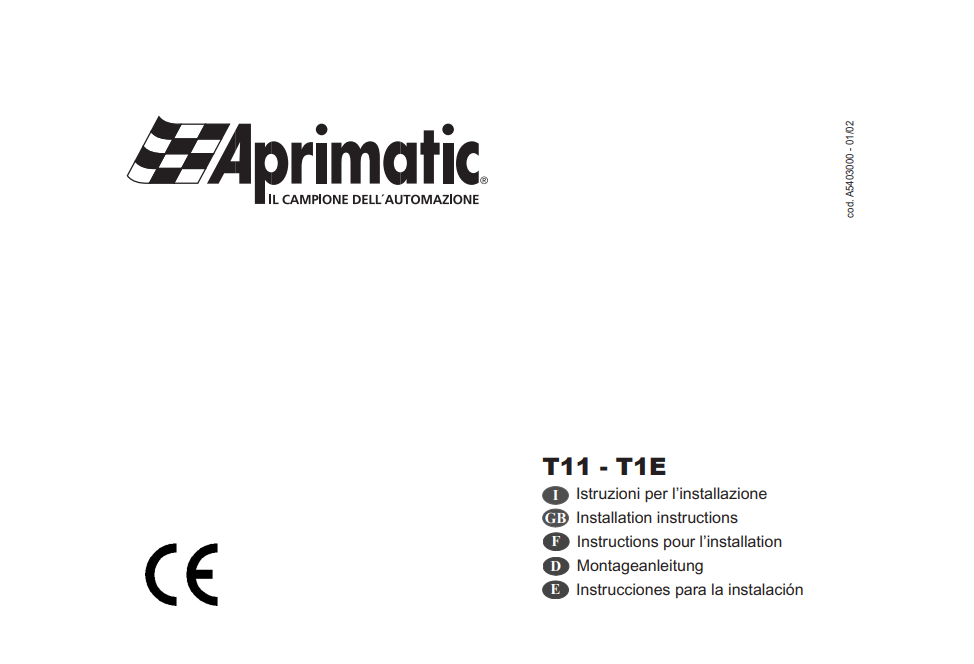Manuale Aprimatic T11 - T1E PDF