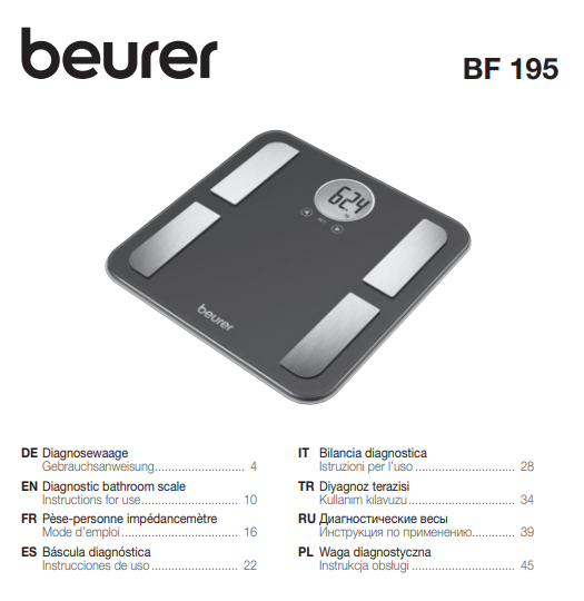 Manuale Bilancia Beurer BF 195 PDF