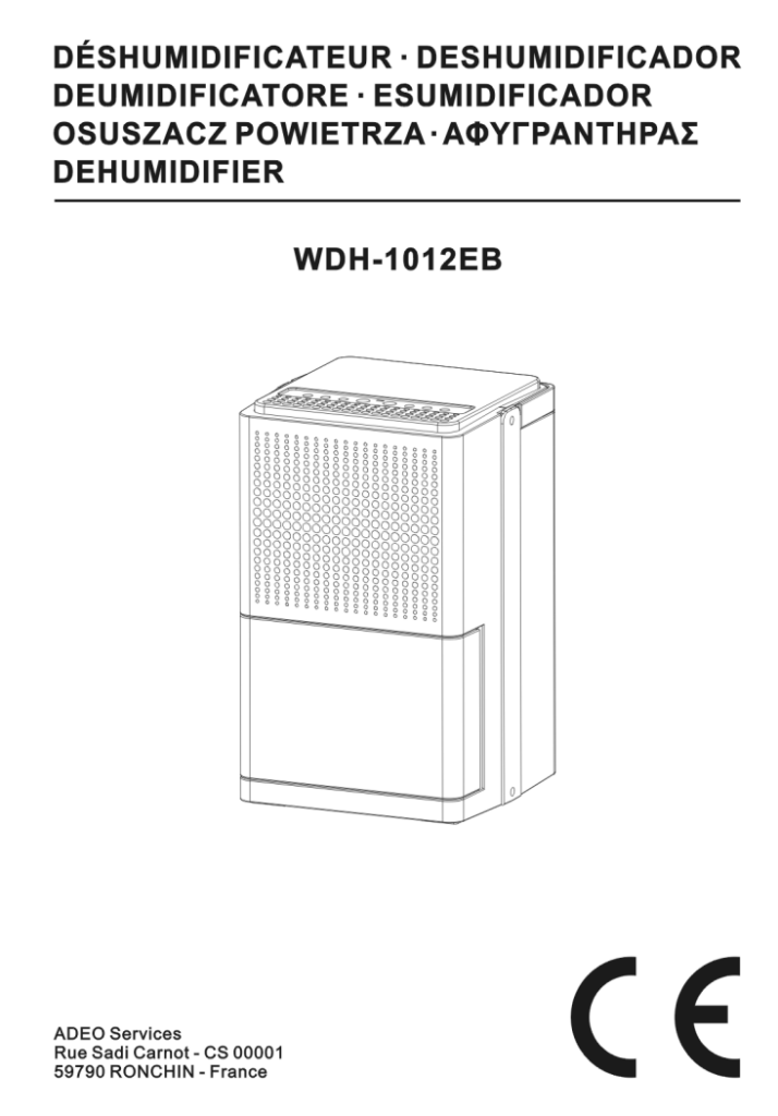 Manuale Deumidificatore Equation WDH-1012EB PDF
