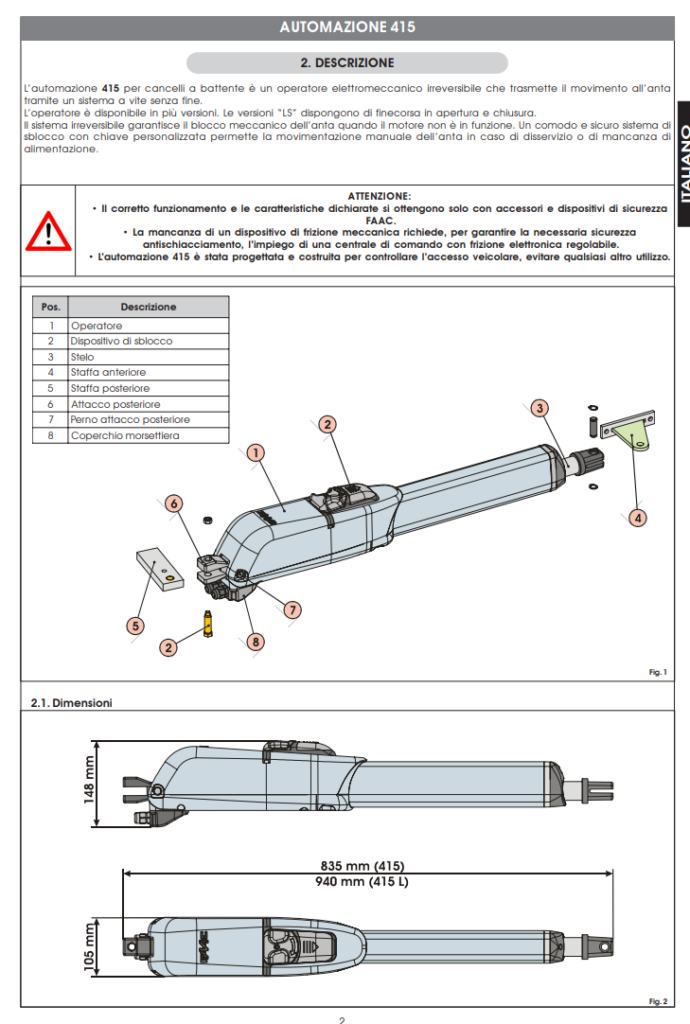 Manuale FAAC 415 PDF