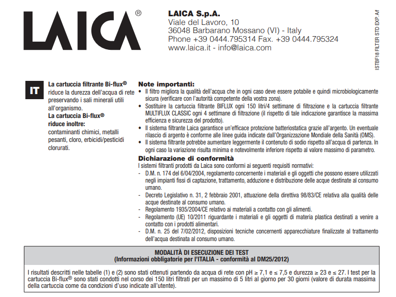 Manuale Filtro Laica Bi-flux PDF