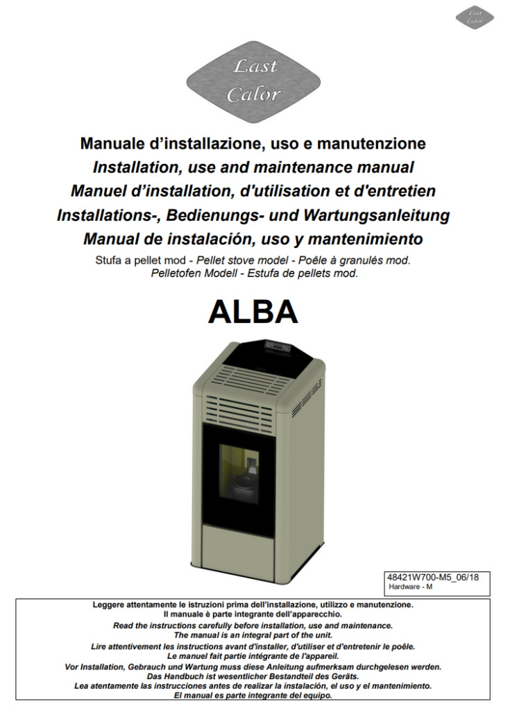 Manuale Stufa a Pellet Last Calor Alba PDF