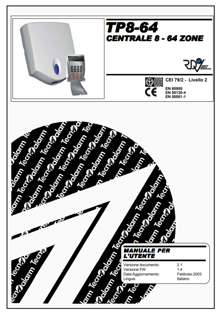 Manuale Tecnoalarm TP8-64 PDF