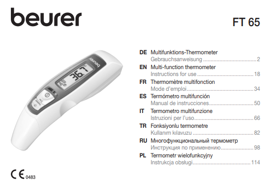 Manuale Termometro Digitale Beurer FT 65 PDF