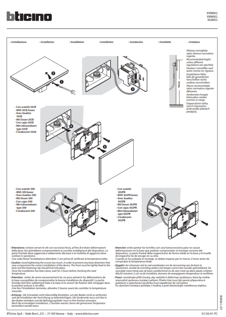 Manuale Termostato BTicino XW8002 - XM8002 - XG8002 PDF