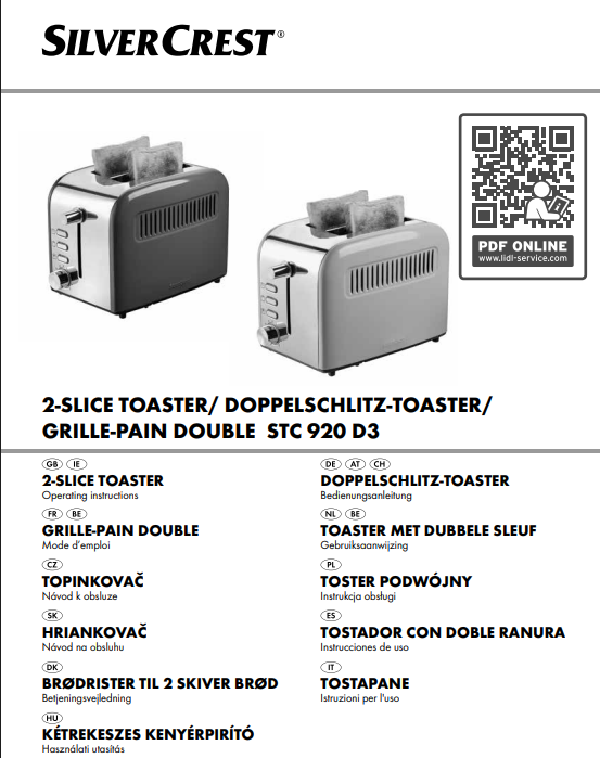 Manuale Tostapane Silvercrest STC 920 D3 PDF
