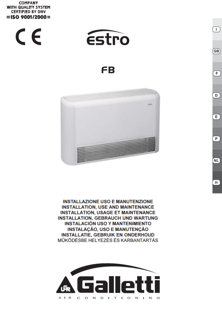 Manuale Ventilconvettore Galletti Estro PDF