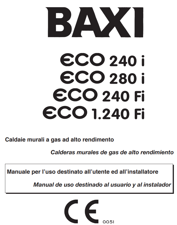 Manuale Caldaia Baxi ECO 240 i - 240 Fi - 280 i - 1240 Fi PDF