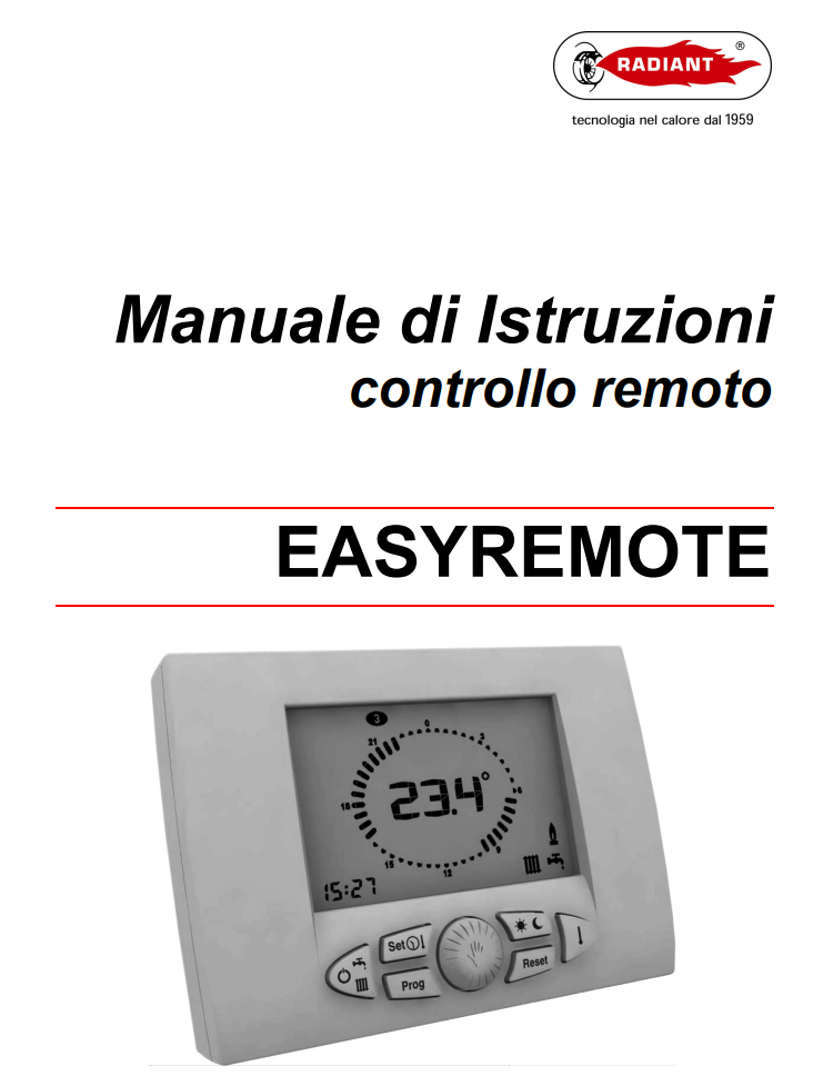 Manuale Cronotermostato Radiant EASYREMOTE PDF