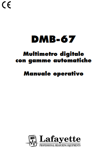 Manuale Istruzioni Multimetro Digitale Lafayette DMB-67 PDF