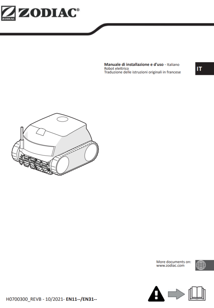 Manuale Istruzioni Robot Piscina Zodiac XA PDF