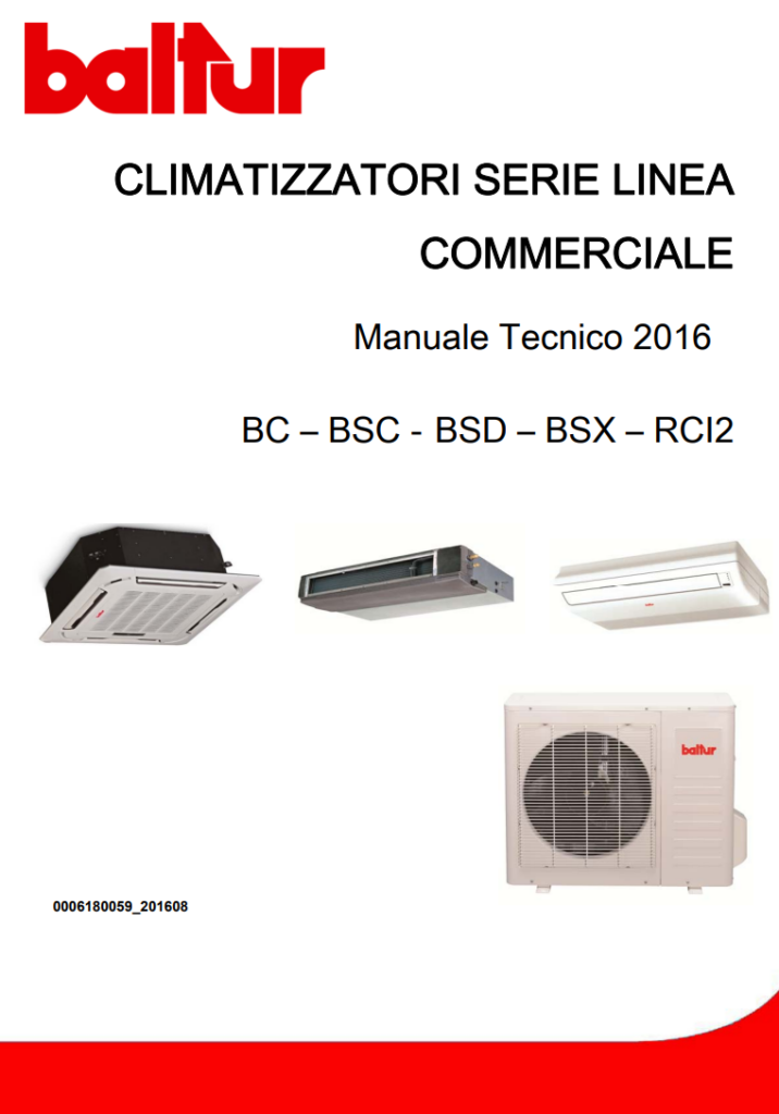 Manuale Condizionatore Baltur BC – BSC - BSD – BSX – RCI2 PDF