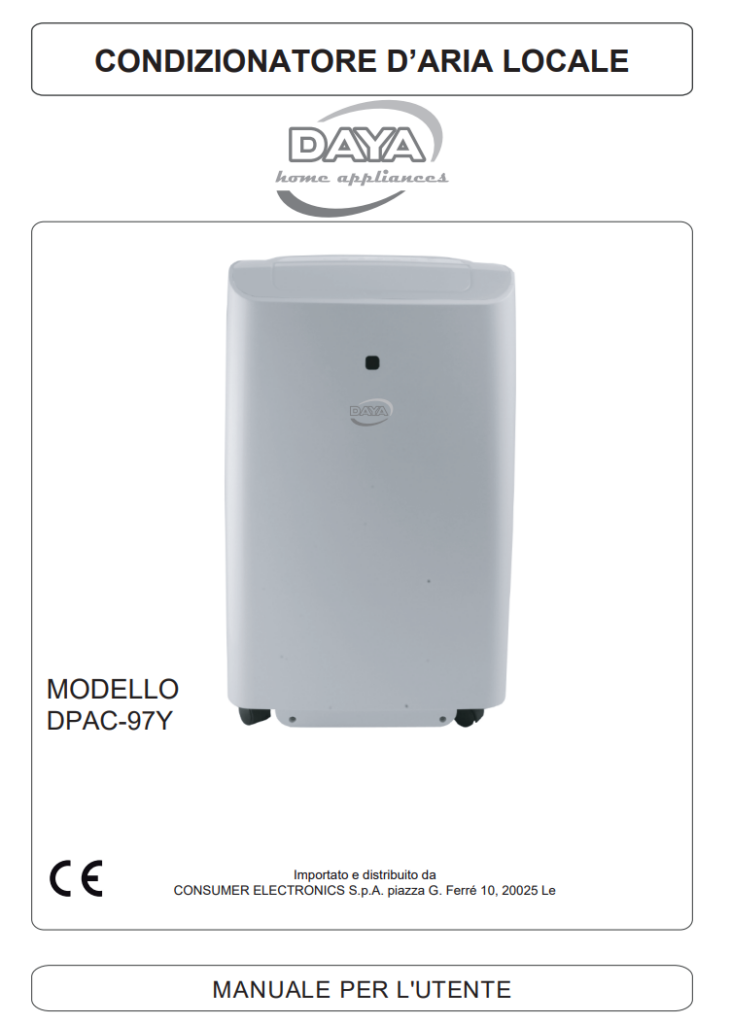 Manuale Istruzioni Condizionatore Portatile Daya DPAC-97Y PDF