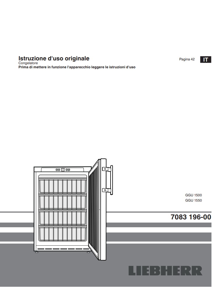Manuale Congelatore Liebherr GGU 1500 - GGU 1550 PDF