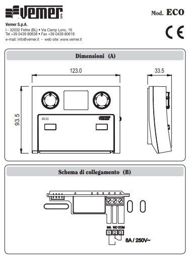 Manuale Cronotermostato Vemer Eco PDF