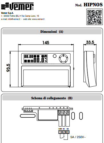 Cronotermostato Vemer Hipnos​​ PDF