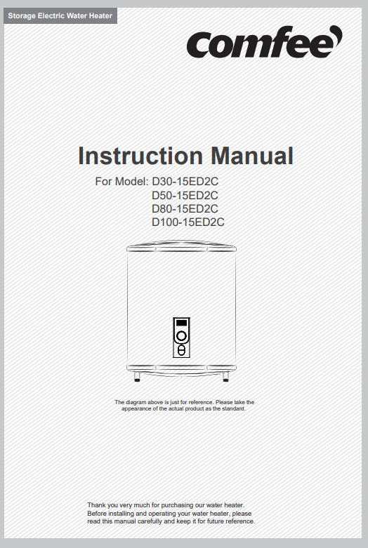 Manuale Scaldabagno Comfee WiFi D30-15ED2C - D50-15ED2C - D80-15ED2C - D100-15ED2C PDF