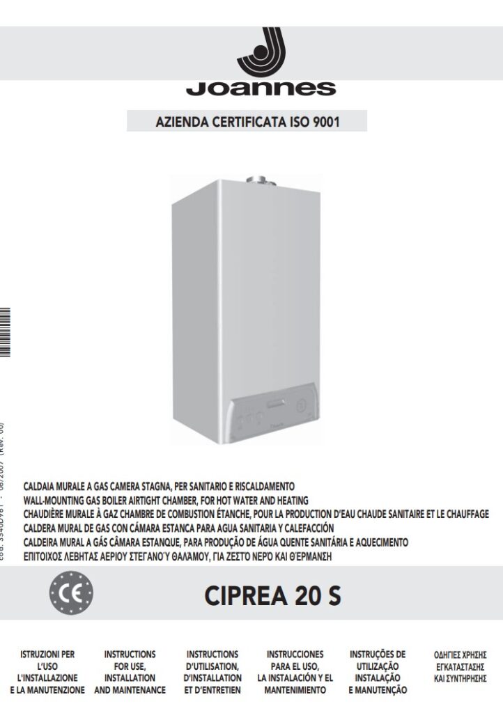 Manuale Caldaia Joannes Ciprea 20 S PDF