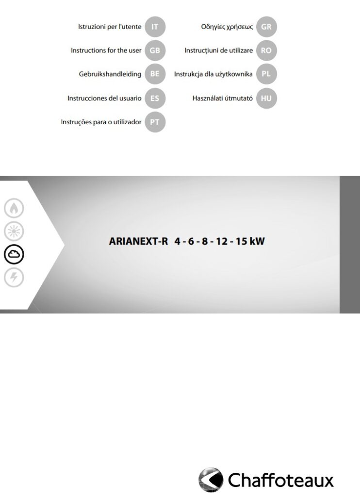Manuale Termostato Chaffoteaux ARIANEXT-R 4 - 6 - 8 - 12 - 15 kW PDF