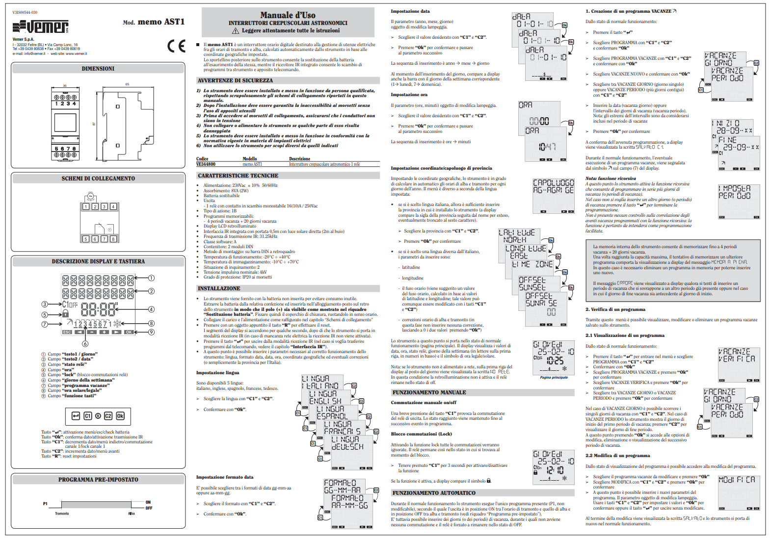Manuale Vemer Memo AST1 PDF