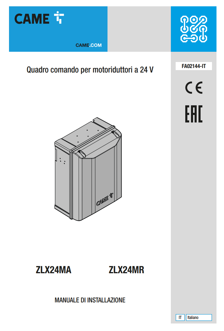 Manuale Came ZLX24 PDF Manuali d'Uso in Italiano — free download