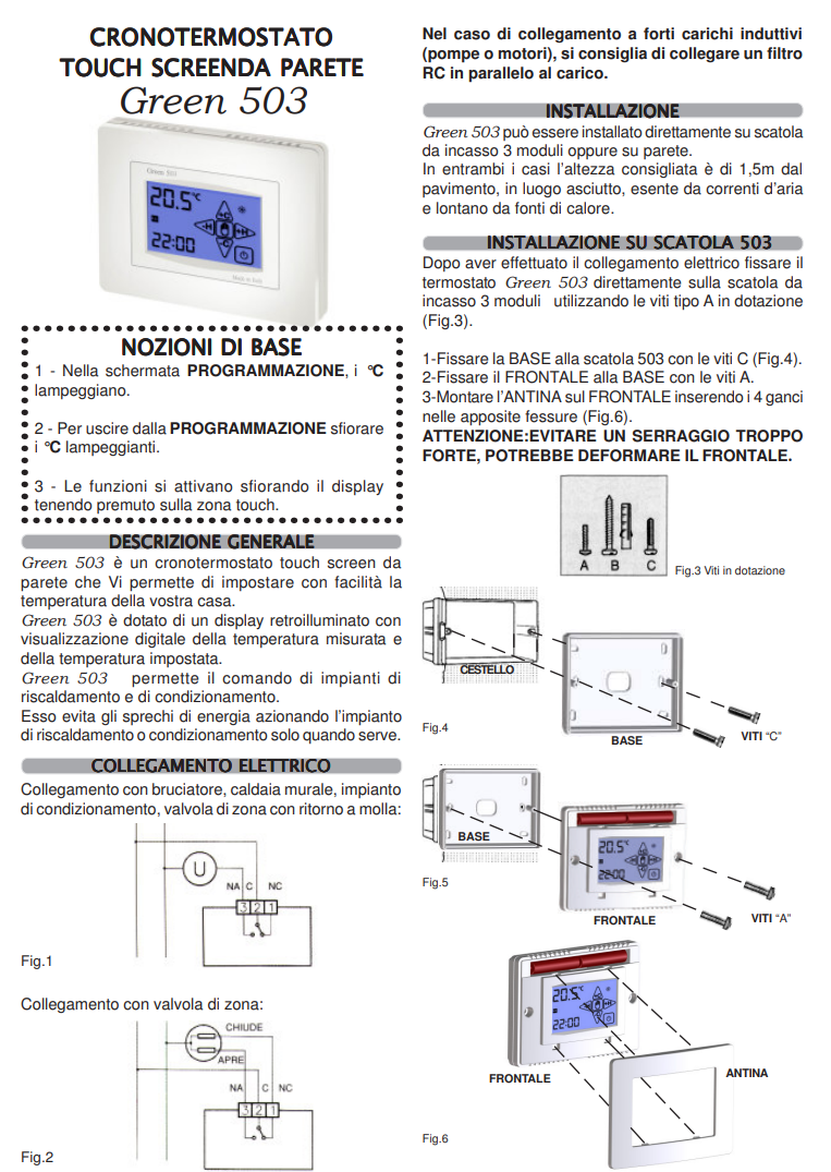 Manuale Termostato Geca Green 503 PDF