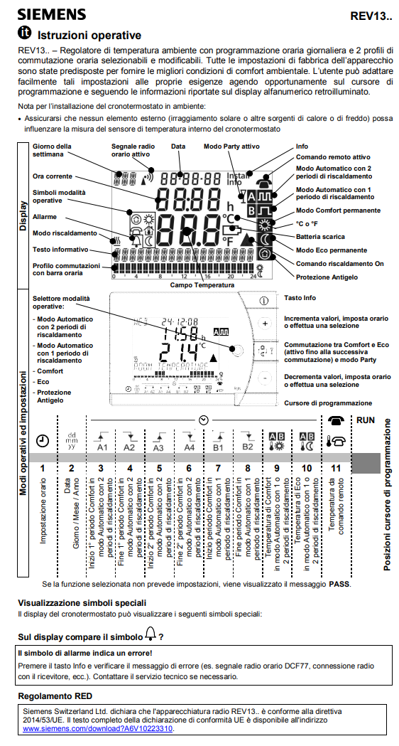 Manuale Termostato Siemens REV13 PDF