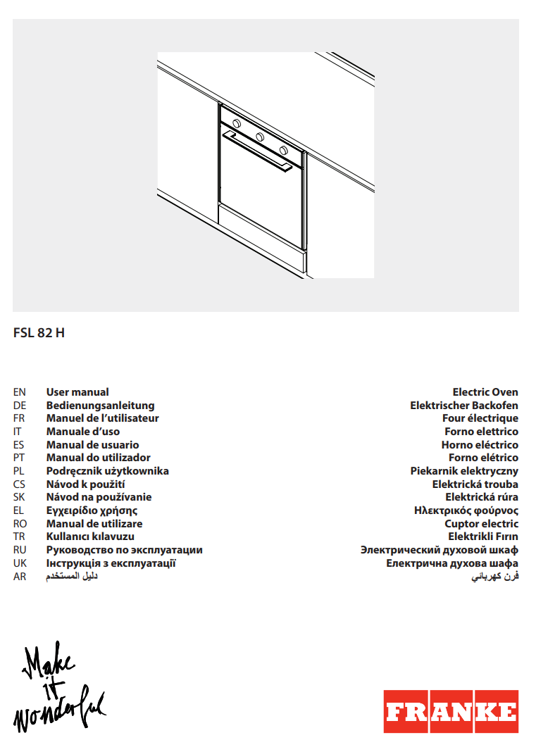 Manuale Forno Franke FSL 82 H PDF