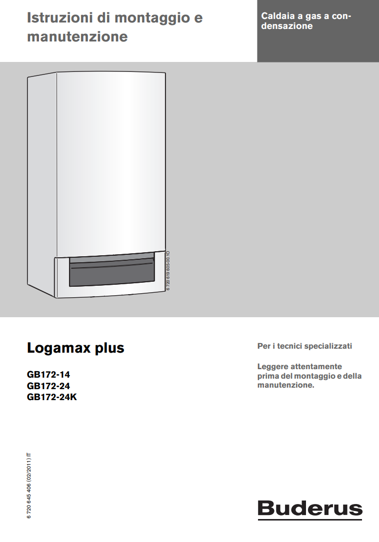 Manuale Caldaia Buderus Logamax Plus GB172-14 - GB172-24 - GB172-24K PDF