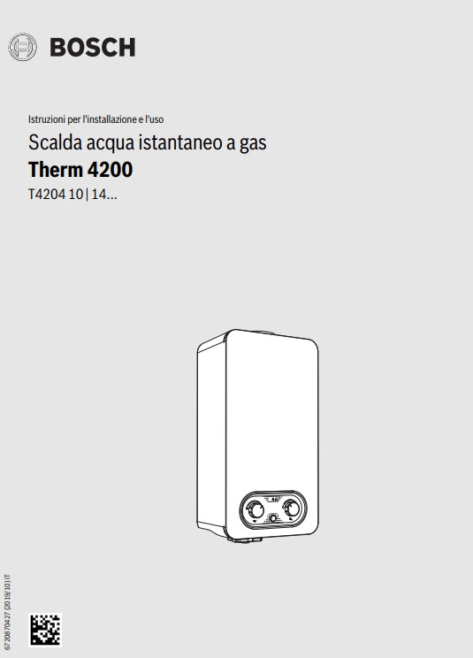 Manuale Istruzioni Scaldabagno Bosch Therm 4200 PDF