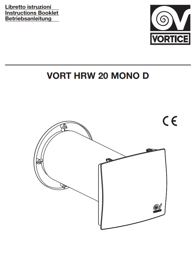 Manuale Aspiratore Vortice VORT HRW 20 MONO D PDF