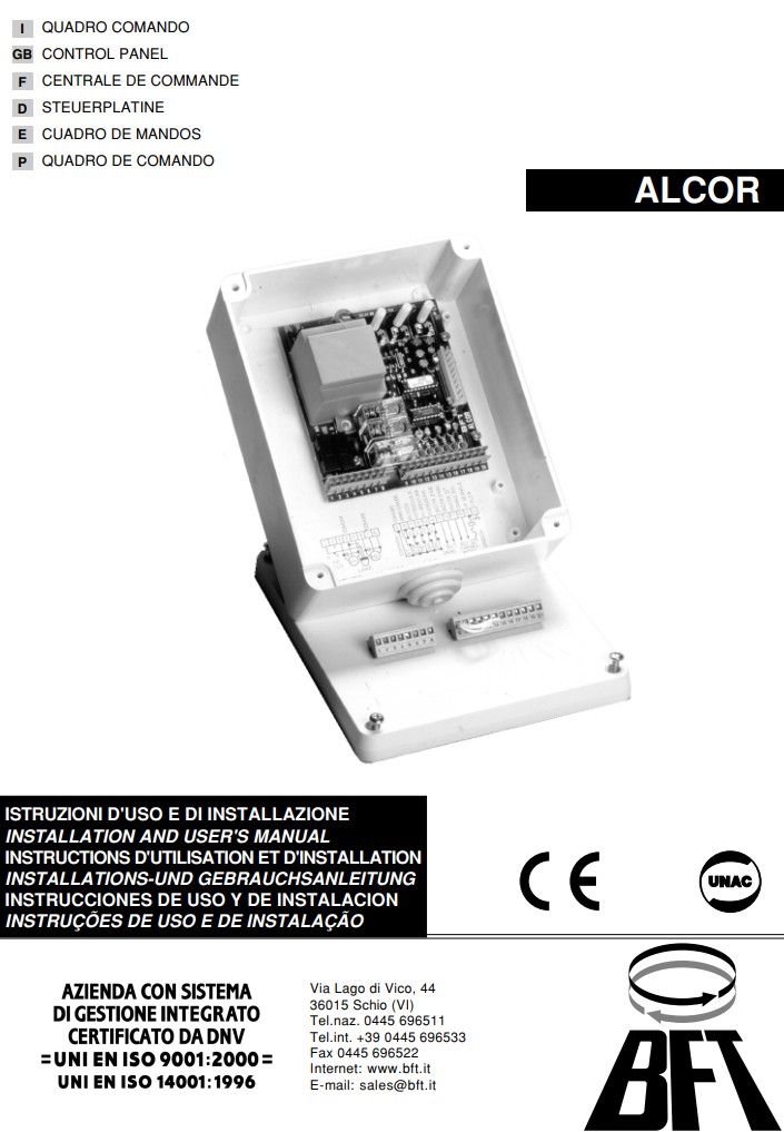 Manuale BFT Alcor PDF