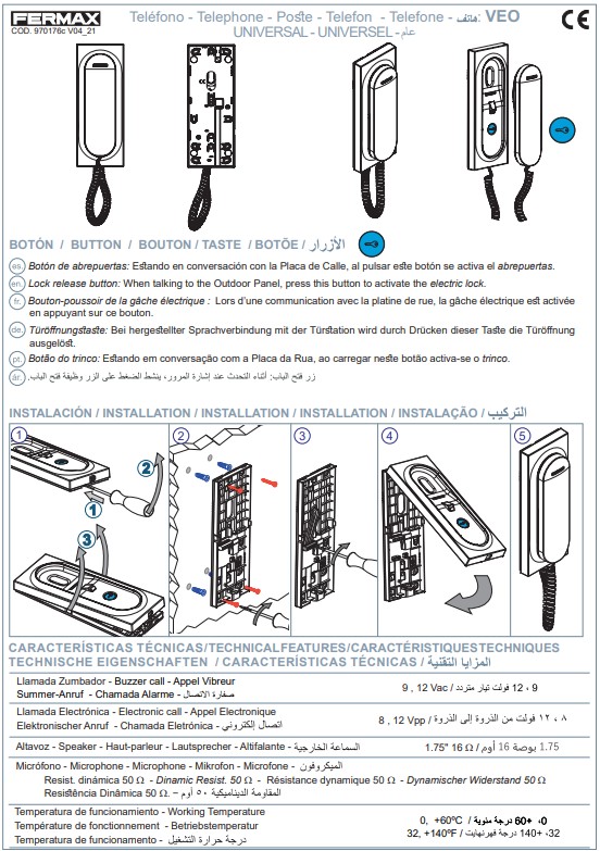 Manuale Citofono Fermax VEO 3431 PDF