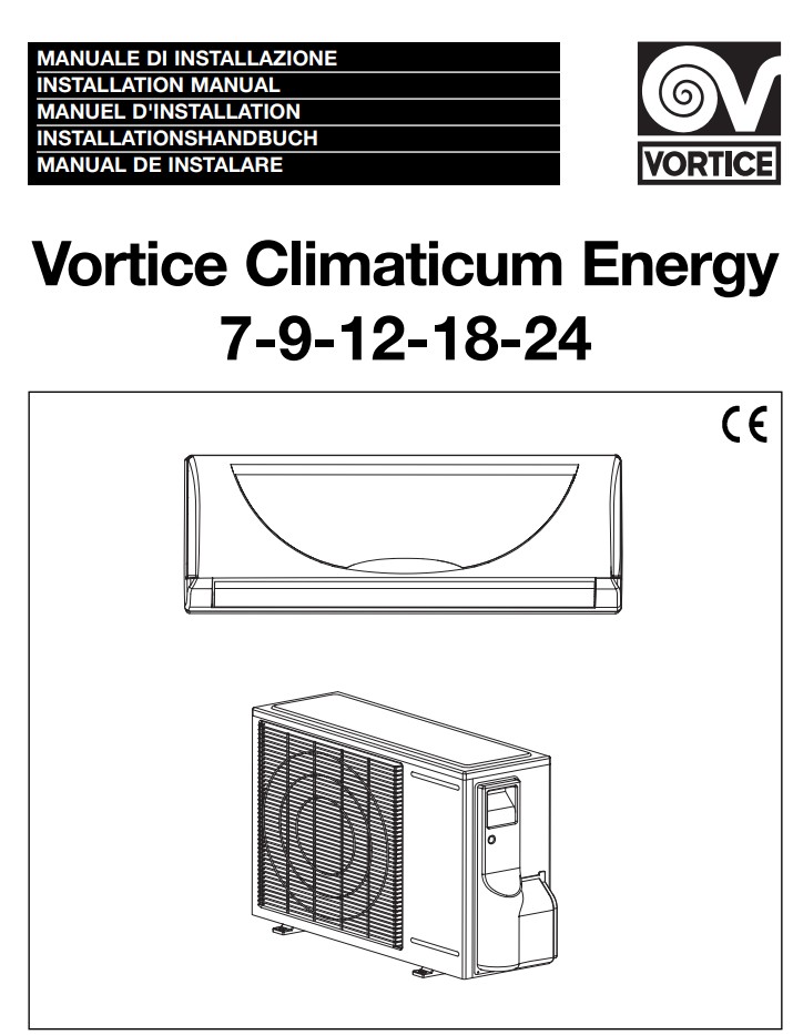 Manuale Condizionatore Vortice Climaticum Energy 7 - 9 - 12 - 18 - 24 PDF