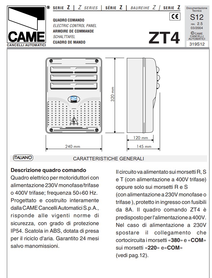 Manuale Dieffematic ZT4 PDF