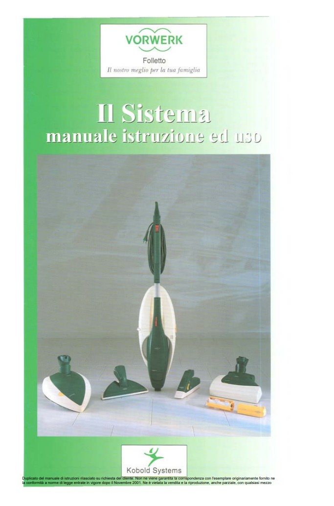 Manuale Istruzioni Folletto VK130 - VK131 PDF