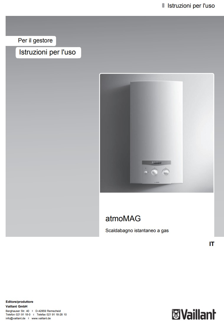 Manuale Scaldabagno Vaillant AtmoMAG PDF