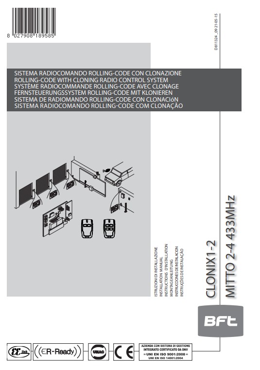 Manuale Telecomando BFT CLONIX 1 - 2 PDF