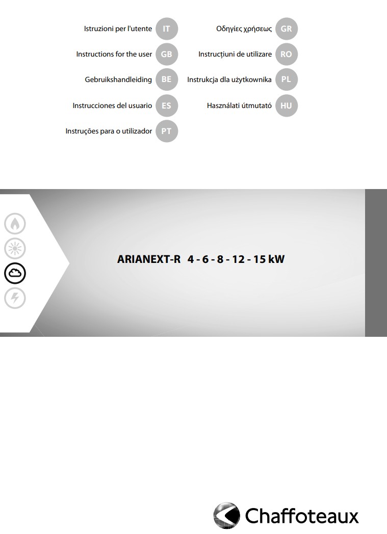 Manuale Termostato Chaffoteaux ARIANEXT-R 4 - 6 - 8 - 12 - 15 kW PDF
